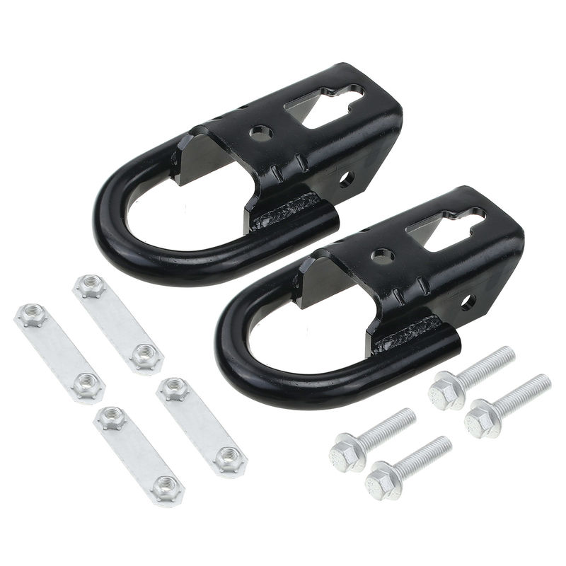 2x Black Front Tow Hooks with Hardware for Ford F-150 2009-2021 Cab Pickup