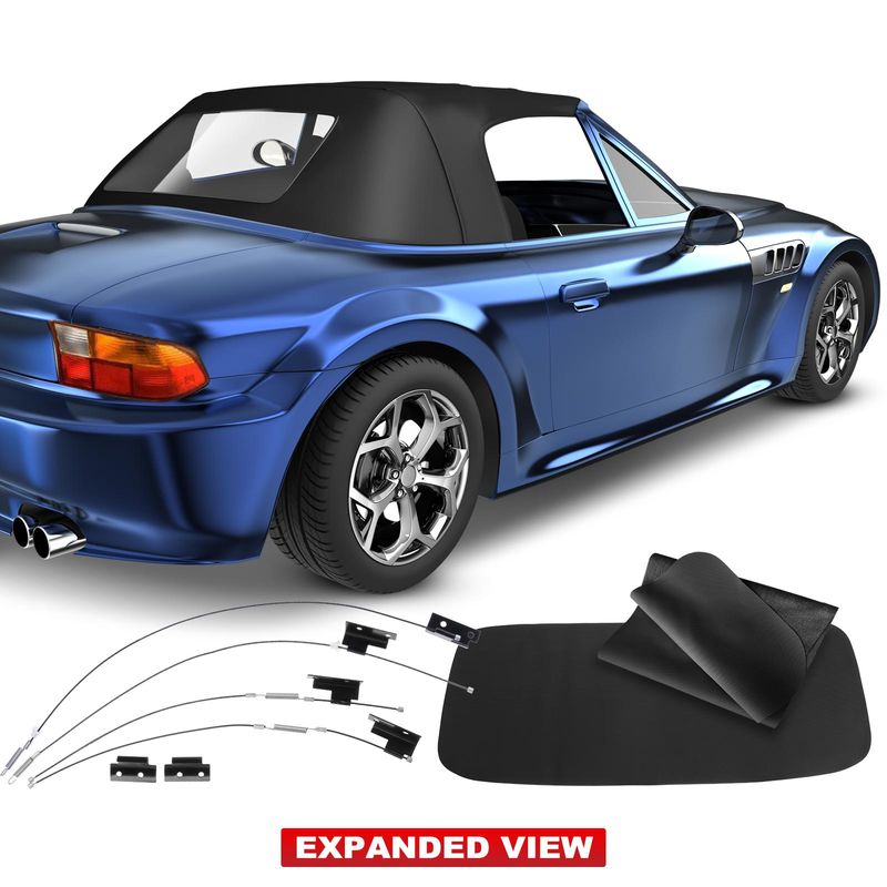 Twill Convertible Soft Top w/ Plastic Rear Window for BMW E36 Z3 1996-2002 Black