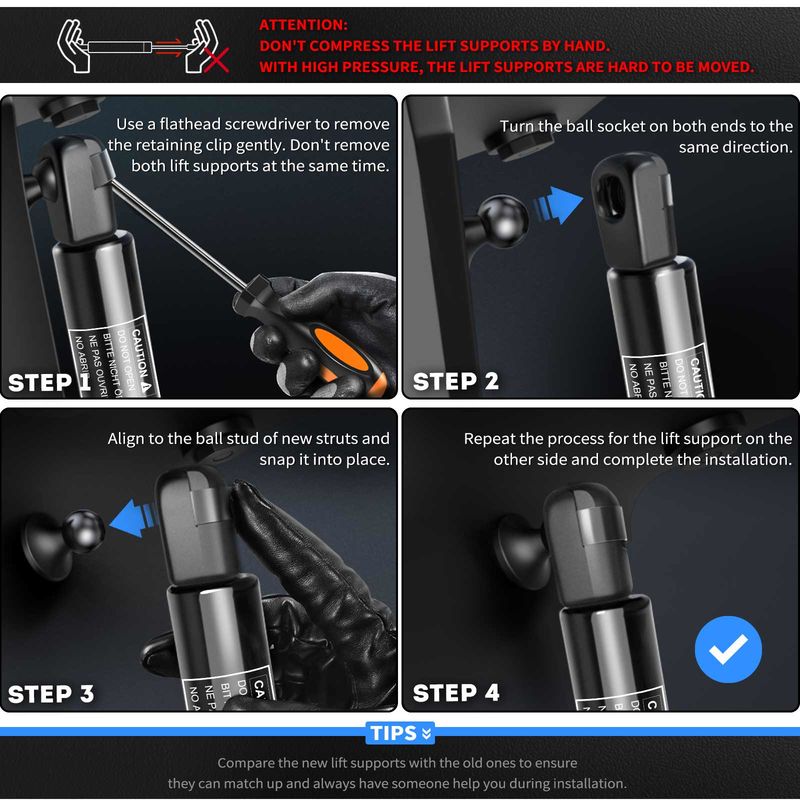 2x Rear Tailgate Lift Supports Shock Struts for BMW E31 840Ci 850i 850Ci