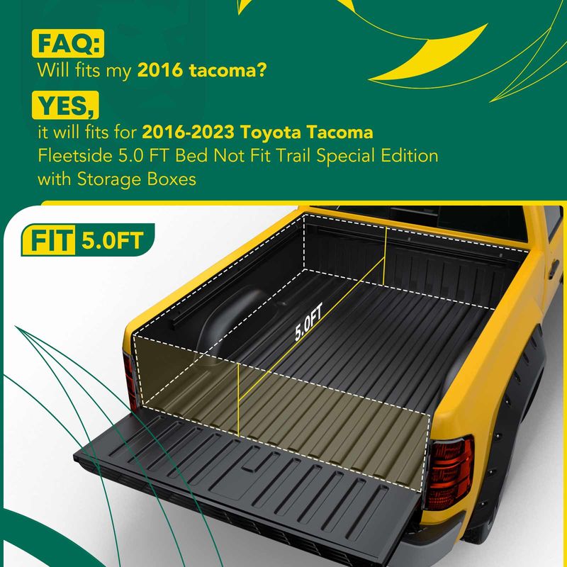 5.17 FT Bed Soft Roll-up Tonneau Cover for Toyota Tacoma 2016-2022