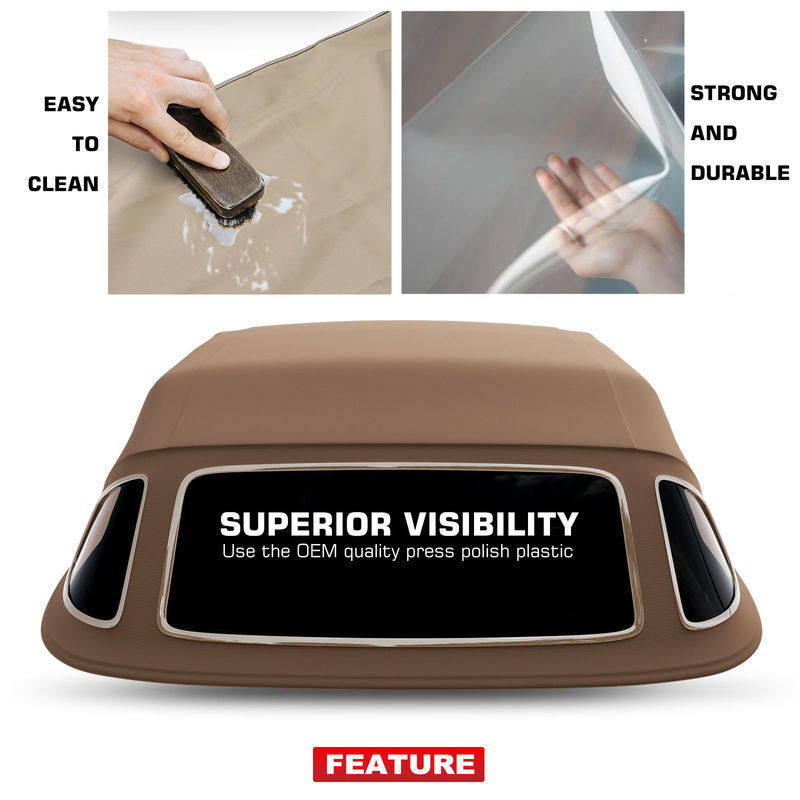 Tan Convertible Soft Top with Plastic Window for Mercedes-Benz 380SL 450SL 560SL