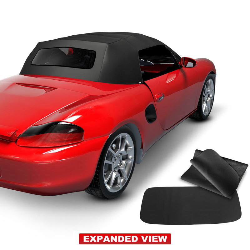 Convertible Soft Top w/ Clear Plastic Window for Porsche 986 Boxster 97-02 Black