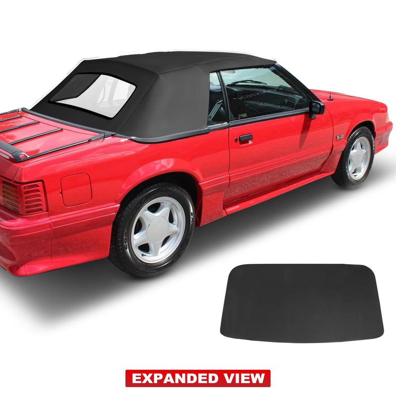 Convertible Soft Top w/ Clear Plastic Window for Ford Mustang 1983-1993 Black