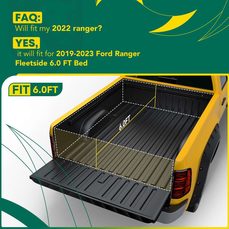 6.09 FT Bed Soft Roll-up Tonneau Cover with Auto Locking for Ford Ranger 19-23