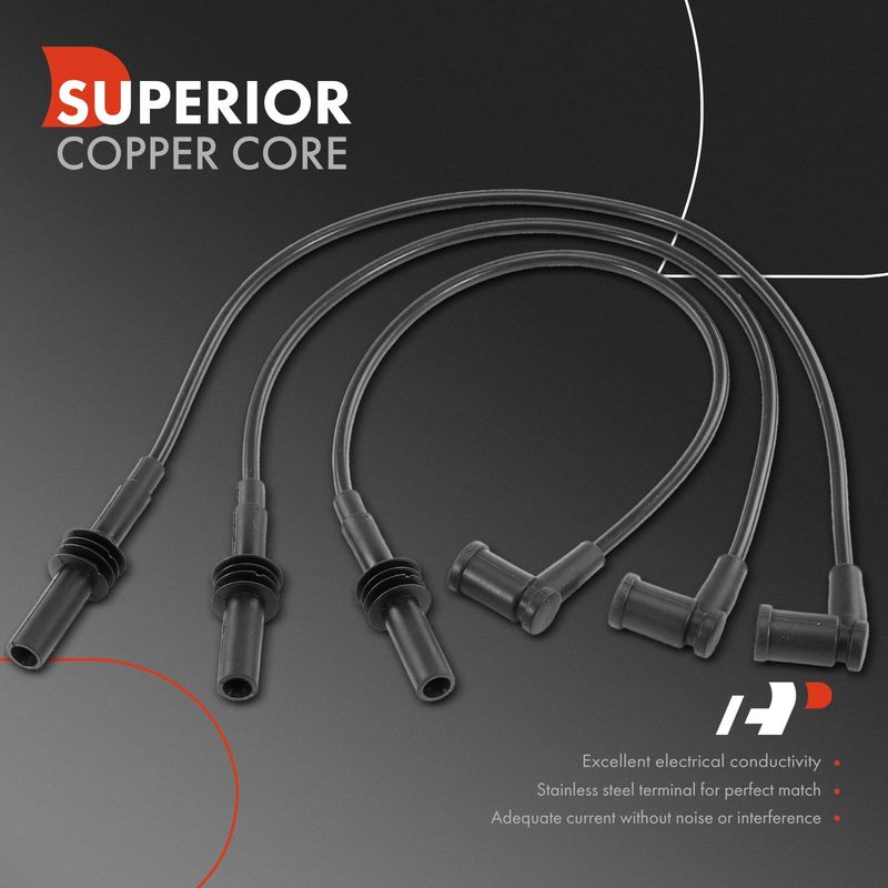 3x Spark Plug Wire Set for Jeep Grand Cherokee 09-10 Dodge Ram 1500 Dakota 3.7L