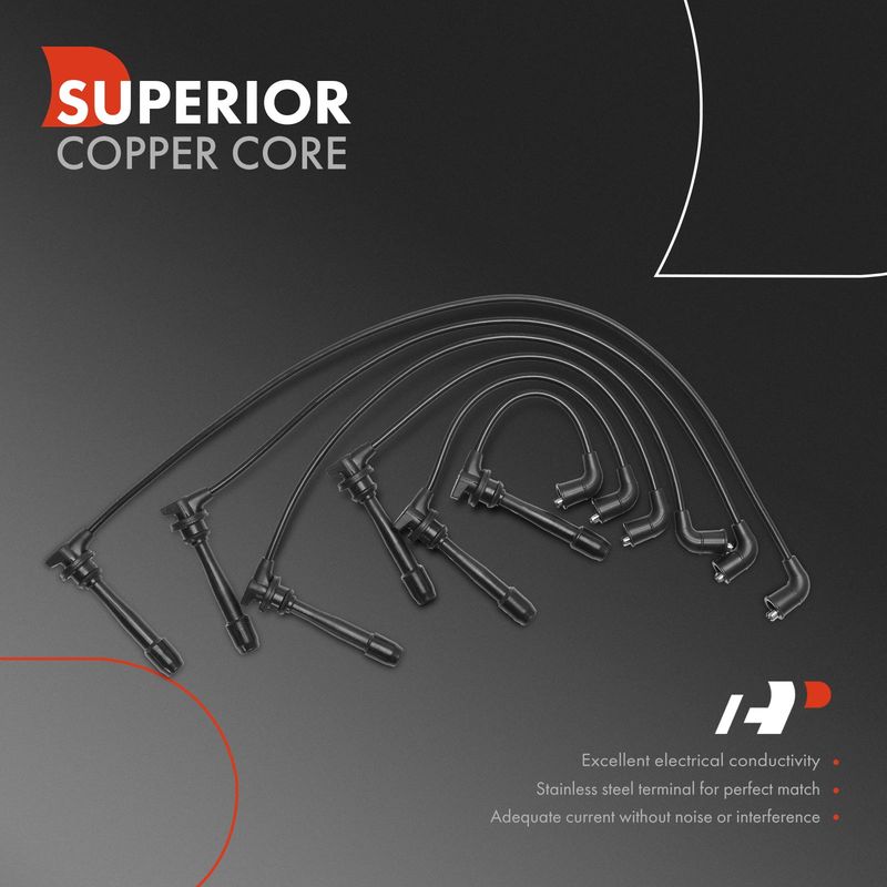 6x Spark Plug Wire Sets for Hyundai Tiburon 2003-2008 Santa Fe Sonata Kia Optima