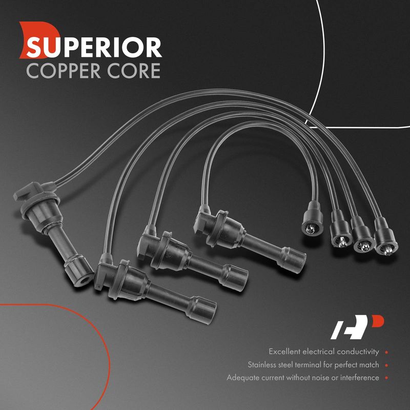 4x Spark Plug Wire Set for Dodge 2000 GTX 1989-1990 Colt 1990 Hyundai Mitsubishi