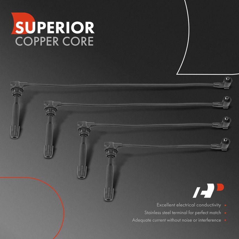 4x Spark Plug Wire Set for Hyundai Elantra Tiburon Tucson Kia Spectra Sportage