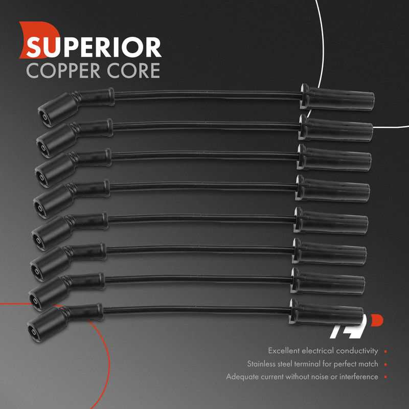8x Spark Plug Wire Set for GM LS1 LS6 97-04 LT 6.2L V-8 Hi-Perf C-N-P