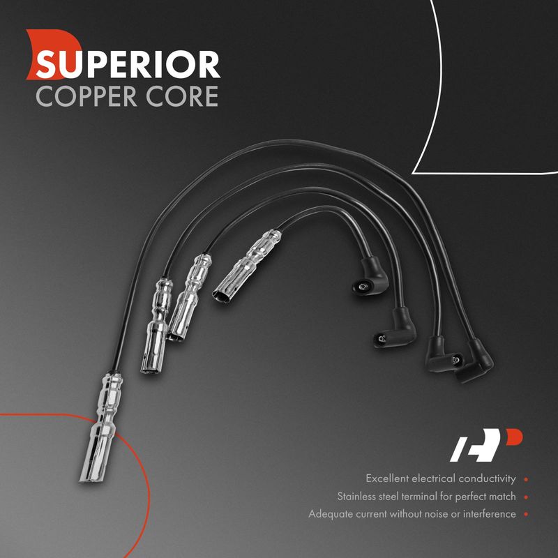 4x Spark Plug Wire Sets for Volkswagen Golf 2001-2006 Beetle Jetta City L4 2.0L