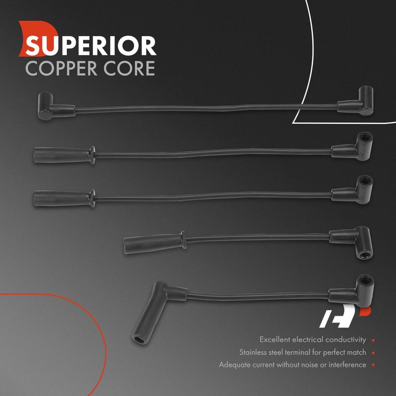 5x Spark Plug Wire Set for Jeep Wrangler 2001-2002 Dodge Dakota 2002 L4 2.5L