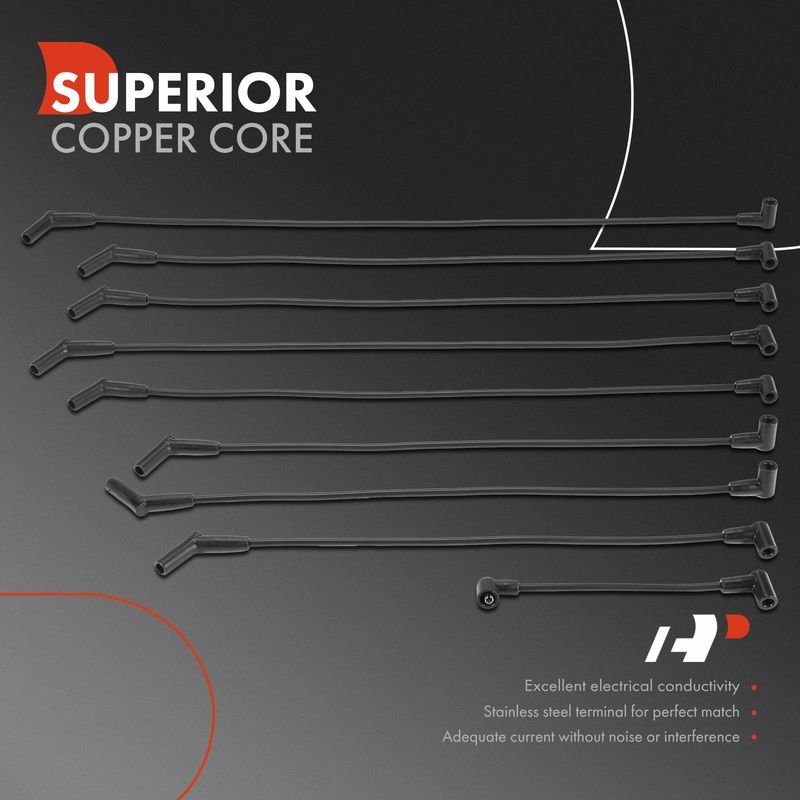 9x Spark Plug Wire Set for Ford F-150 F-350 E-350 Econoline Lincoln Mercury 7.5L