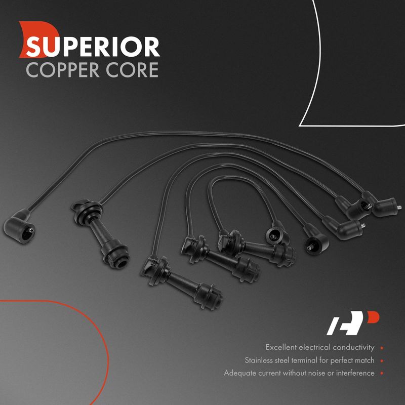 5x Spark Plug Wire Set for Toyota Corolla 1990-1991 Geo Prizm 90-92 L4 1.6L 5mm