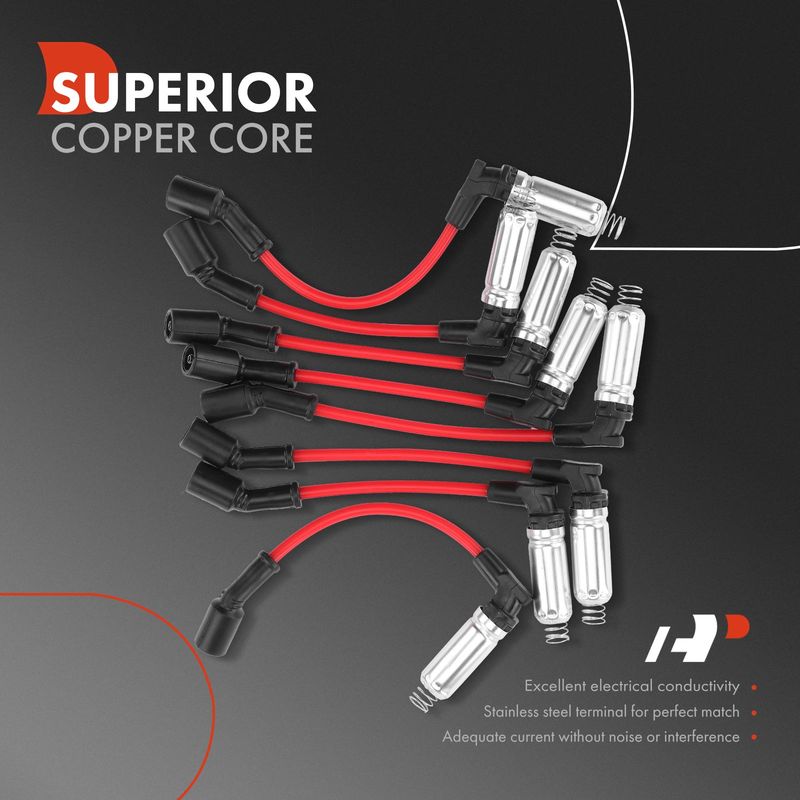 8x Spark Plug Wire Set for Chevy Silverado GMC Sierra 1500 Yukon 4.8L 5.3L 6.0L