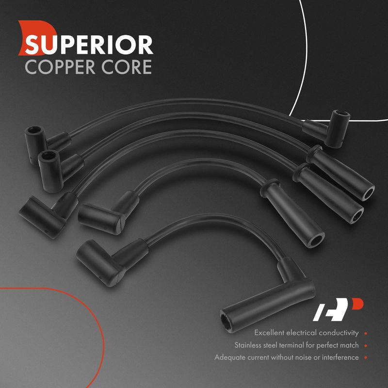 5x Spark Plug Wire Set for Jeep Cherokee 91-00 Wrangler TJ Dodge Dakota L4 2.5L