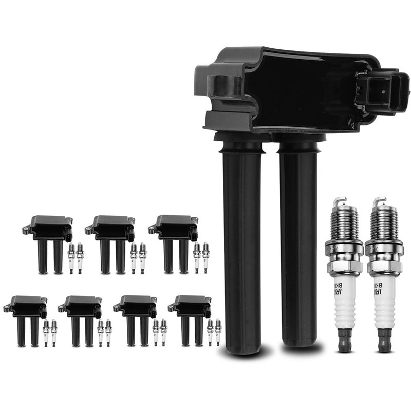 8x Black Ignition Coil & 16x IRIDIUM Spark Plug Kits for Chrysler 300 Dodge Jeep