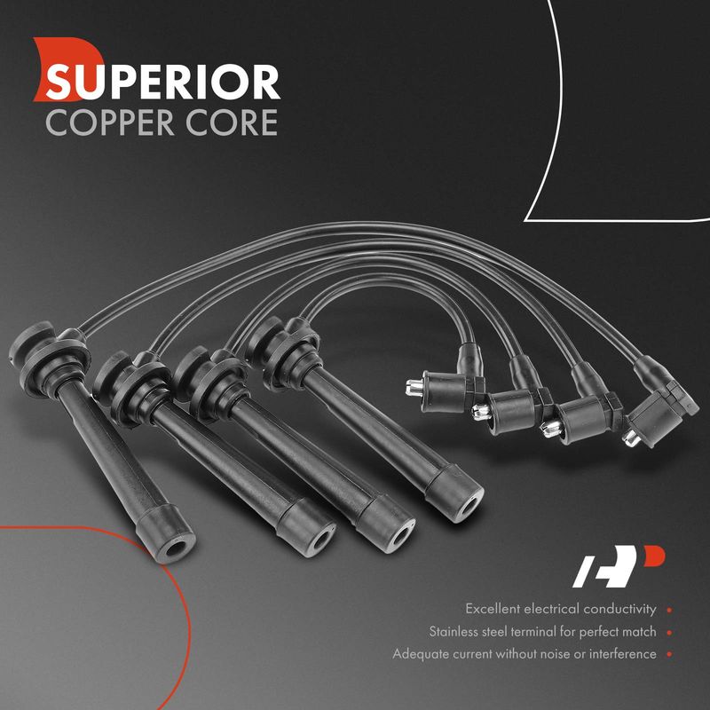 4x Spark Plug Wire Set for Kia Rio 2001-2005 L4 1.5L 1.6L Naturally Aspirated
