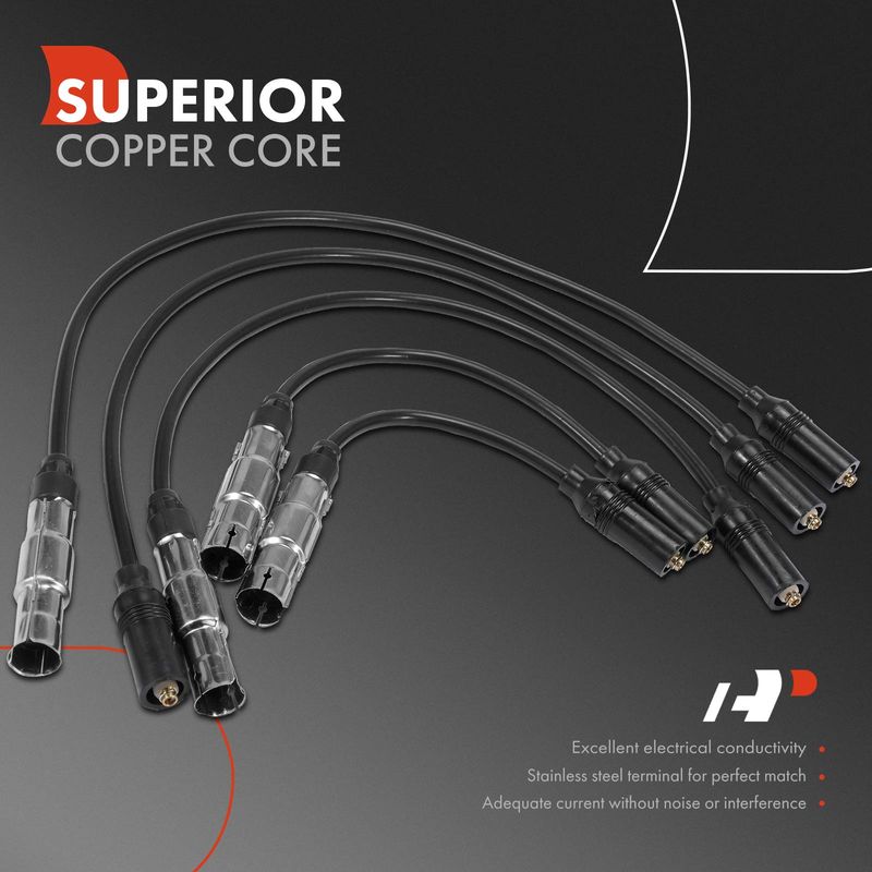 5x Spark Plug Wire Set for Volkswagen Jetta 1999 Cabrio 2002 L4 2.0L SOHC 7mm