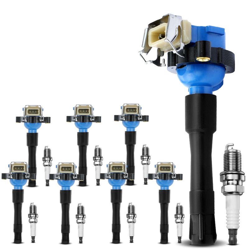 8x Blue Ignition Coil & IRIDIUM Spark Plug Kits for BMW 540i 740i X5 Land Rover