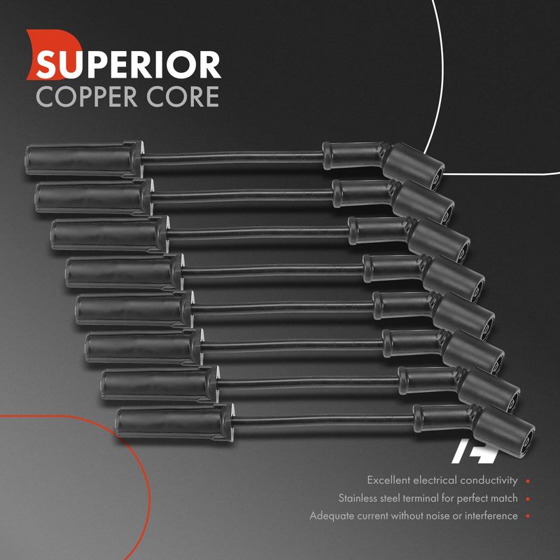 8x Spark Plug Wire Set for Chevrolet Corvette 2009-2011 V8 6.2L Supercharged