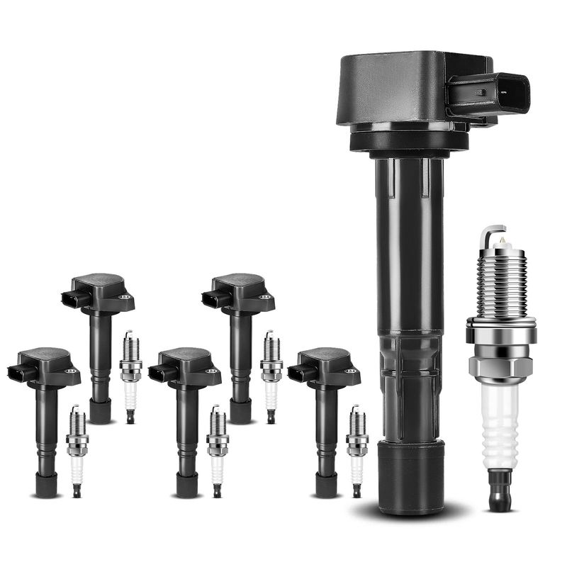 6x Black Ignition Coil & IRIDIUM Spark Plug Kits for Acura MDX Honda Pilot 3.5L