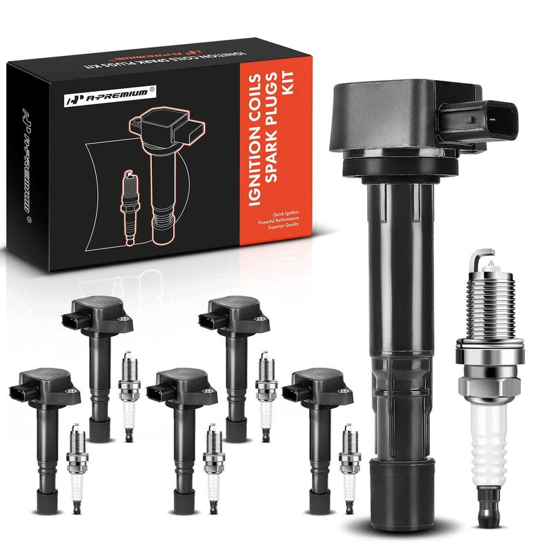 6x Black Ignition Coil & IRIDIUM Spark Plug Kits for Acura MDX Honda Pilot 3.5L