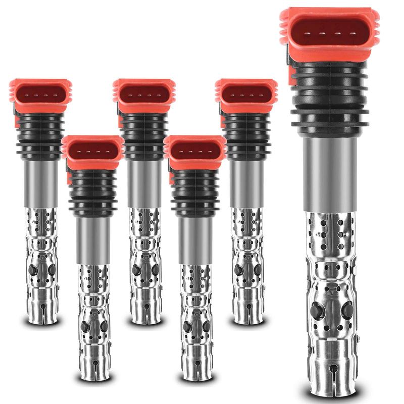 6x Ignition Coils with 4 Pins for Audi A4 A4 Quattro 02-05 A6 A6 Quattro 02-04