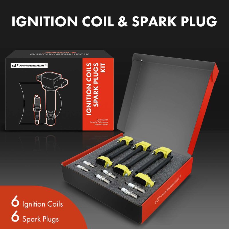 6x Yellow Ignition Coil & IRIDIUM Spark Plug Kits for Dodge Durango Charger Jeep