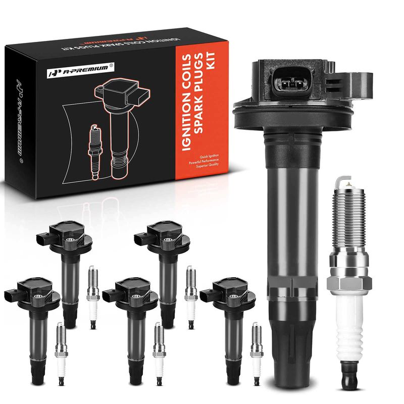 6x Black Ignition Coil & IRIDIUM Spark Plug Kits for Ford F-150 Lincoln Mazda