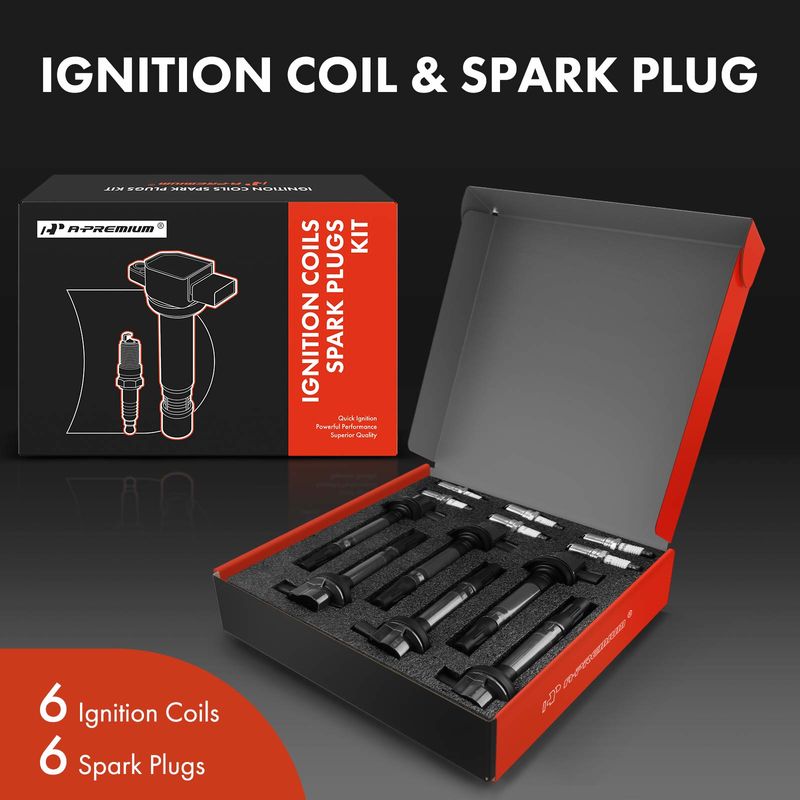 6x Black Ignition Coil & IRIDIUM Spark Plug Kits for Ford F-150 Lincoln Mazda