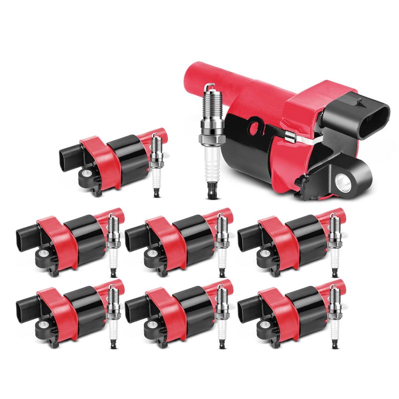 8x Red Ignition Coil & IRIDIUM Spark Plug Kits for GMC Sierra 1500 Buick