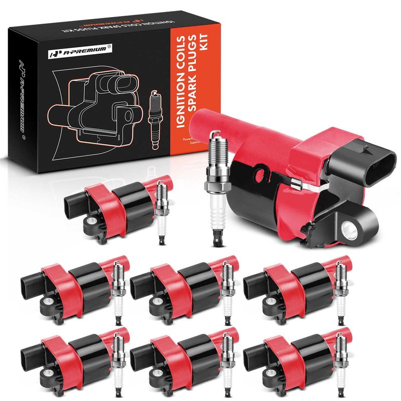8x Red Ignition Coil & IRIDIUM Spark Plug Kits for GMC Sierra 1500 Buick