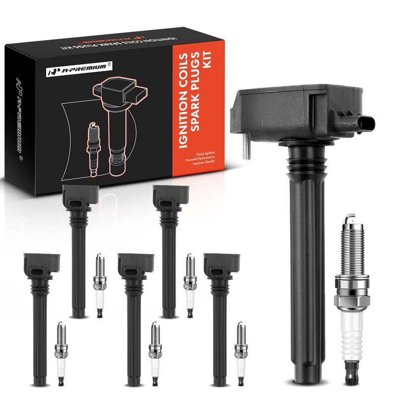 6x Black Ignition Coil & IRIDIUM Spark Plug Kits for Dodge Durango Jeep Ram