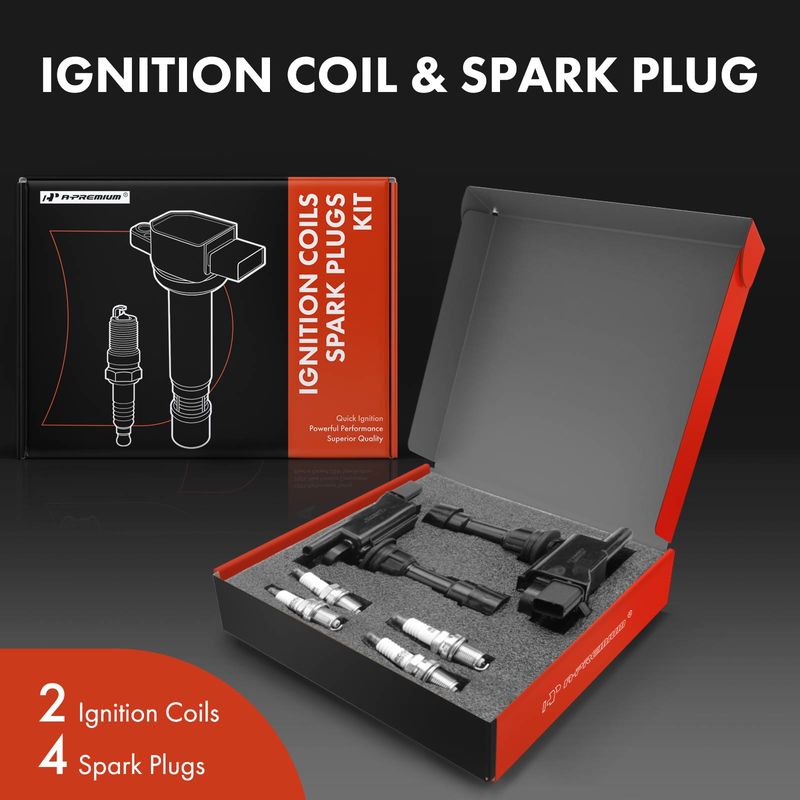 2x Black Ignition Coil & 4x IRIDIUM Spark Plug Kits for Mazda Protege Protege5