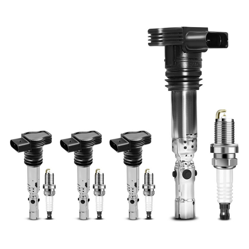 4x Black Ignition Coil & IRIDIUM Spark Plug Kits for Audi A4 TT Quattro VW Golf