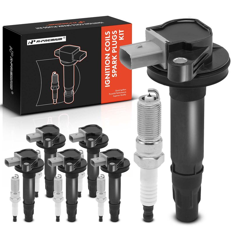 6x Black Ignition Coil & IRIDIUM Spark Plug Kits for Ford Taurus Lincoln MKS MKT