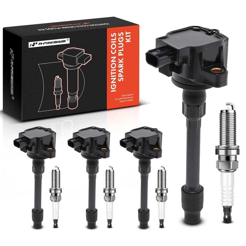 4x Black Ignition Coil & IRIDIUM Spark Plug Kits for Honda Civic 16-20 Fit 15-19