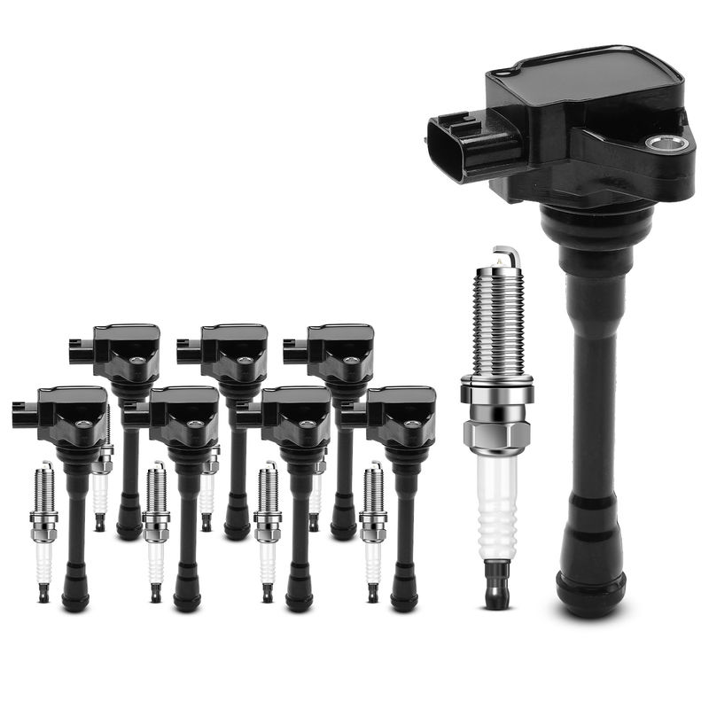 8x Black Ignition Coil & IRIDIUM Spark Plug Kits for Nissan NV2500 NV3500 TITAN