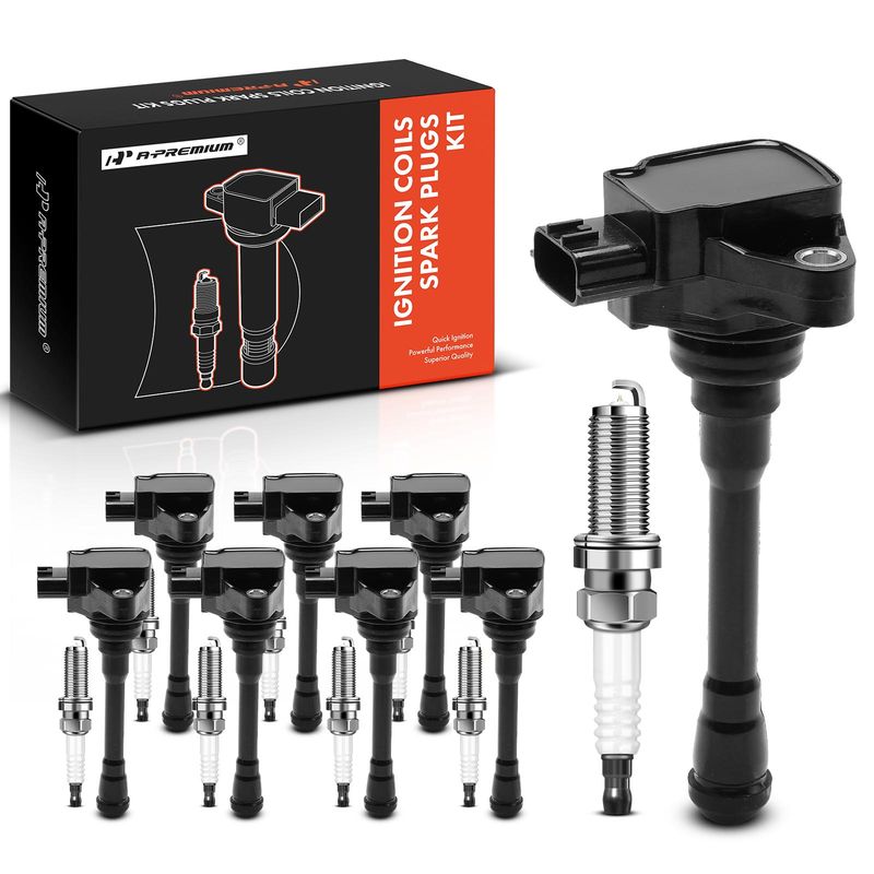 8x Black Ignition Coil & IRIDIUM Spark Plug Kits for Nissan NV2500 NV3500 TITAN