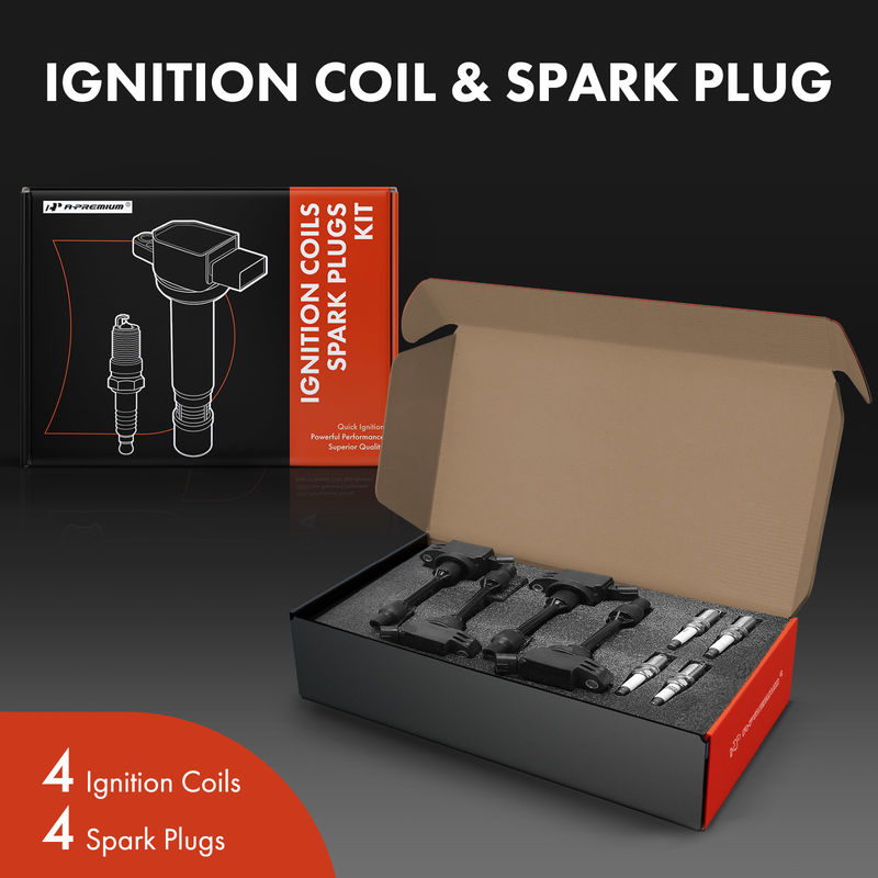 4x Black Ignition Coil & IRIDIUM Spark Plug Kits for Toyota Camry Corolla RAV4