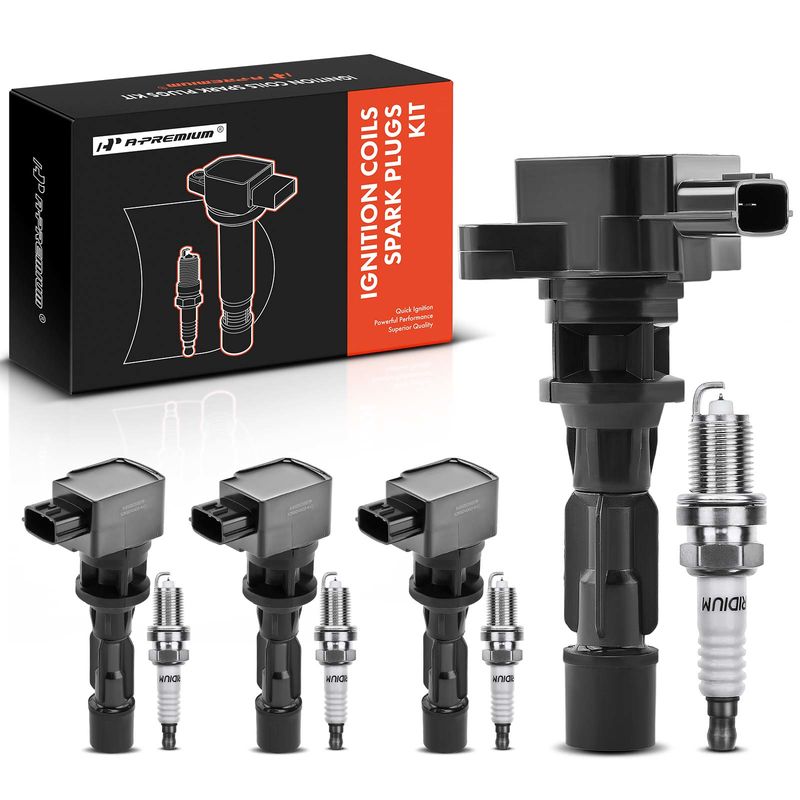 4x Black Ignition Coil & IRIDIUM Spark Plug Kits for Mazda 3 2010-2013 2.3L