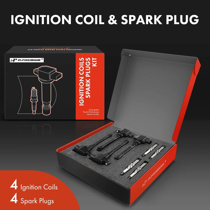 4x Black Ignition Coil & IRIDIUM Spark Plug Kits for Nissan Juke 2011-2017 1.6L