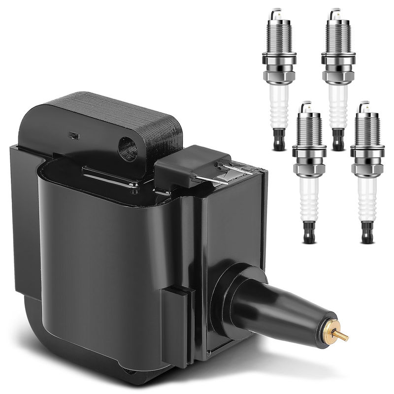 1x Black Ignition Coil & 4x IRIDIUM Spark Plug Kits for Honda Accord 96-02 Acura