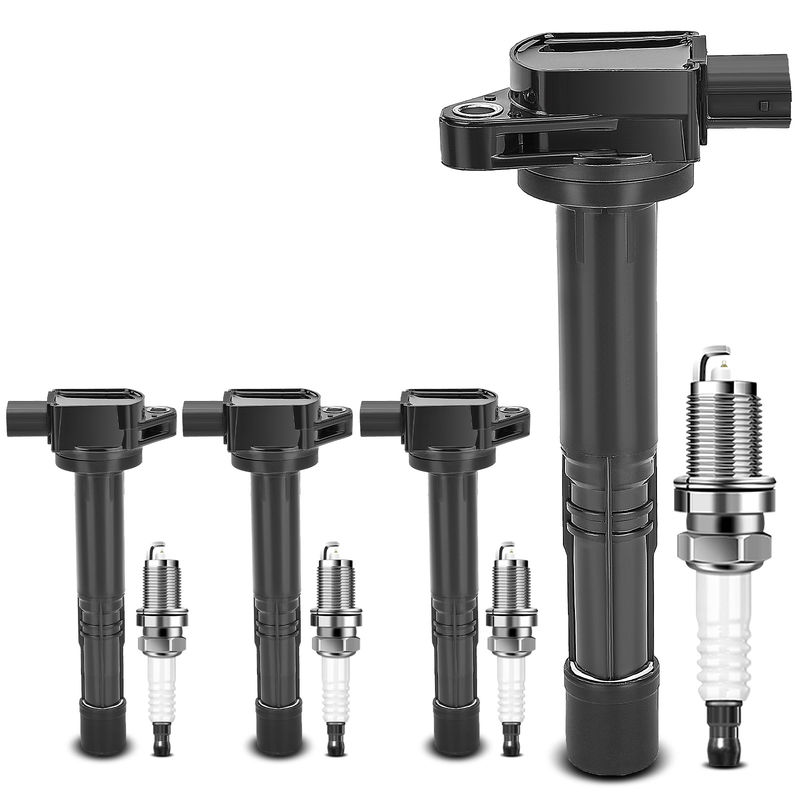 4x Black Ignition Coil & IRIDIUM Spark Plug Kits for Acura TSX 2004-2008 L4 2.4L