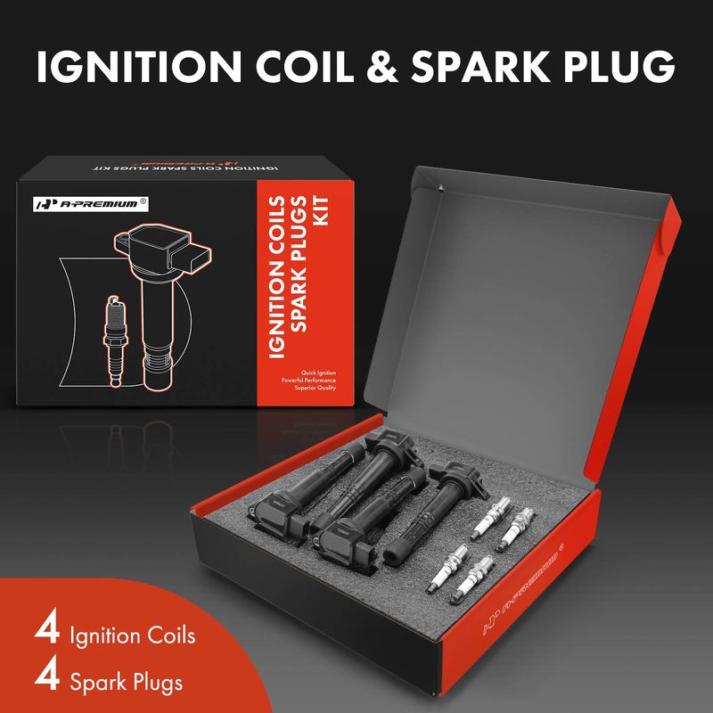 4x Black Ignition Coil & IRIDIUM Spark Plug Kits for Acura TSX 2004-2008 L4 2.4L