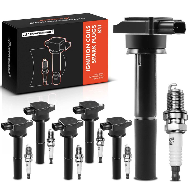 6x Black Ignition Coil & IRIDIUM Spark Plug Kits for Mitsubishi Galant 04-07
