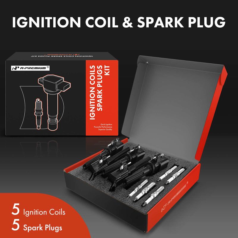 5x Black Ignition Coil & IRIDIUM Spark Plug Kits for GMC Canyon 07-12 Chevrolet