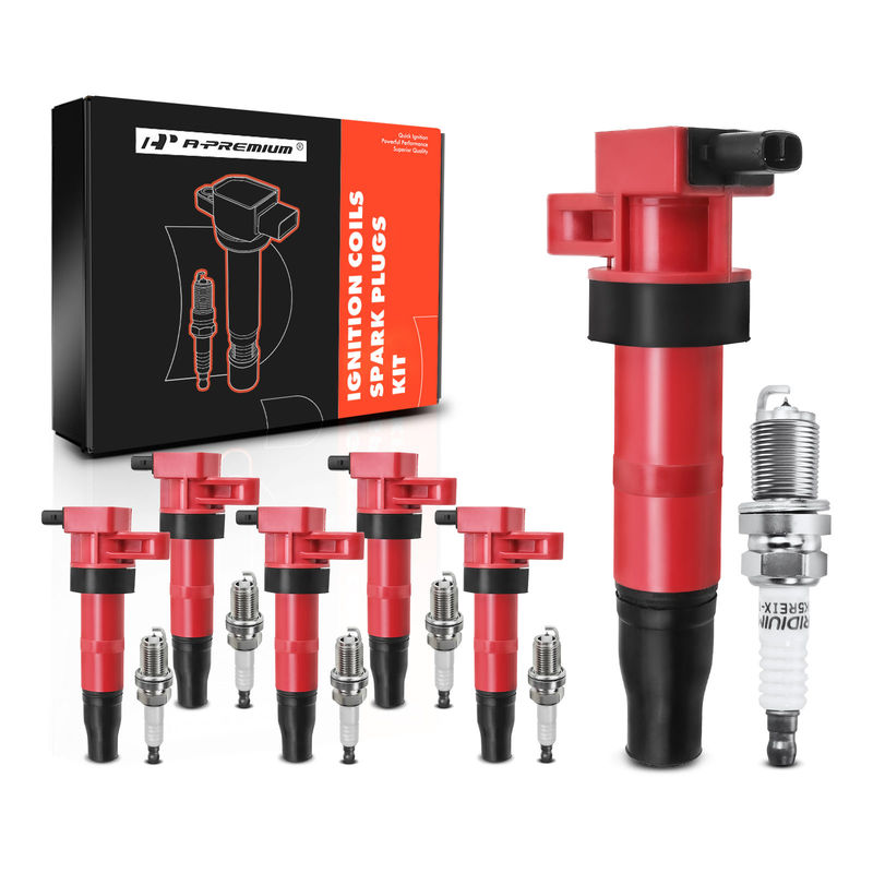 6x Red Ignition Coil & IRIDIUM Spark Plug Kits for Hyundai Santa Fe Sonata