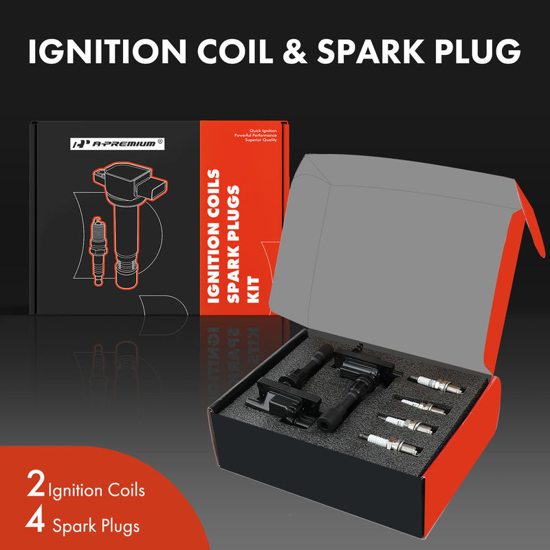 2x Black Ignition Coil & 4x IRIDIUM Spark Plug Kits for Mazda Miata L4 1.8L