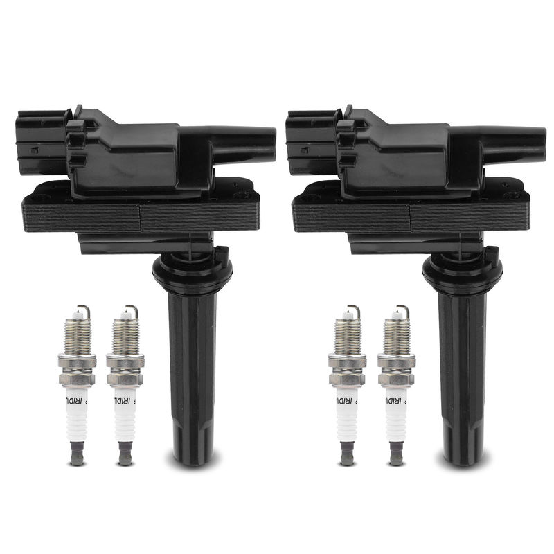 2x Black Ignition Coil & 4x IRIDIUM Spark Plug Kits for Mazda Protege 99-03 L4 1.6L